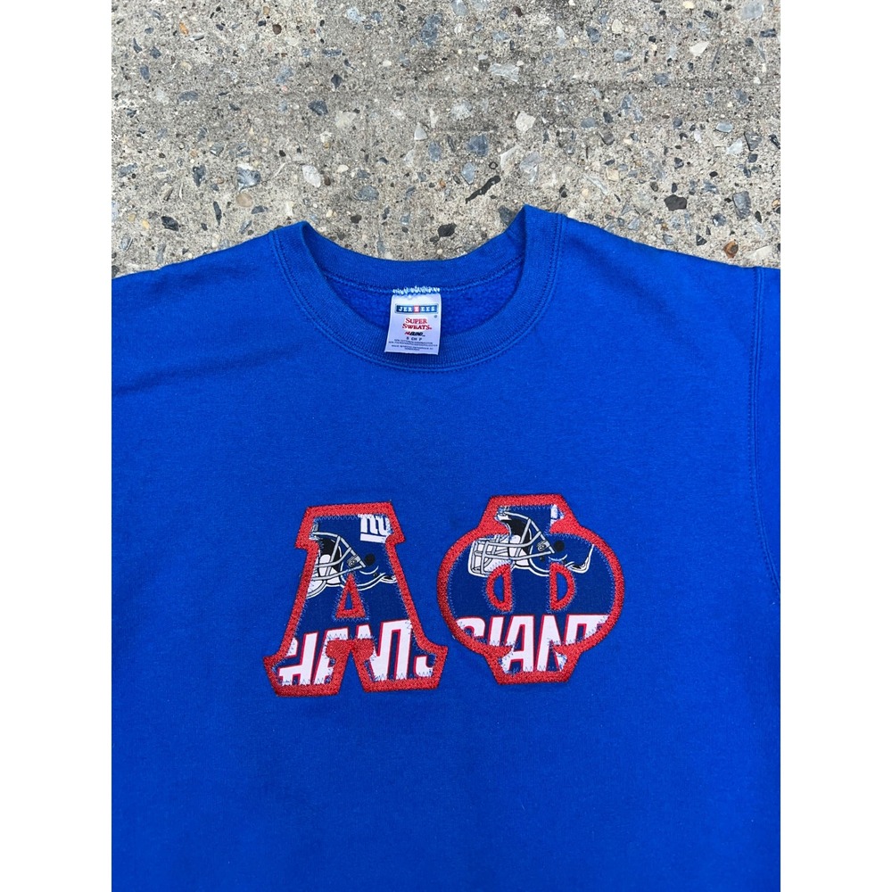 Jerzees Super Sweats Alpha Phi Delta NY Giants Crewneck Sweatshirt Blue Mens S - Picture 3 of 9